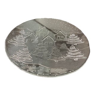 Vintage Crate & Barrel Winter / Holiday Scene Platter For Sale