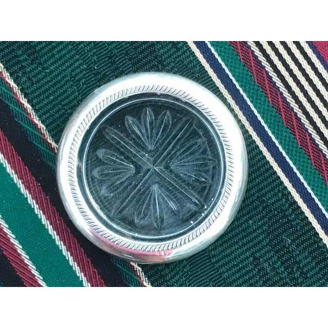 American Vintage Sterling and Cut Glass Coasters- Set of 6 For Sale - Image 3 of 3