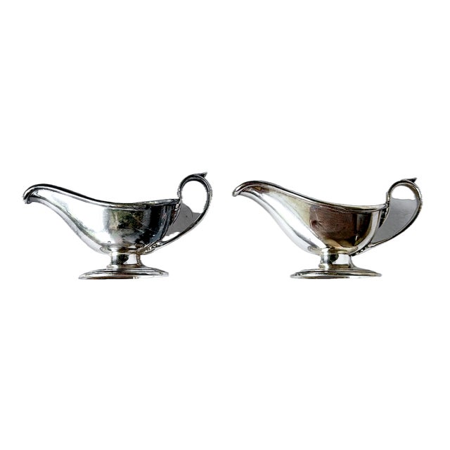 English Pair Antique Silverplate Creamers For Sale - Image 3 of 9