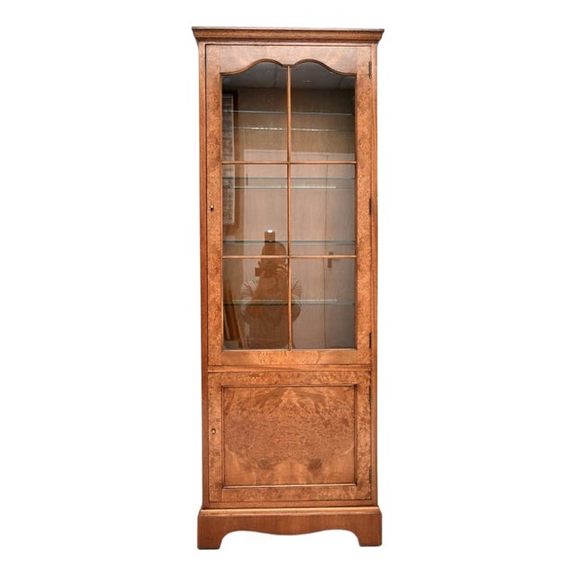 Antique Burr Walnut Bookcase, 1930 For Sale