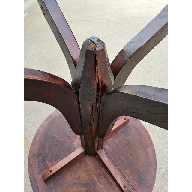 Primitive Round Wooden Pedestal Pub Table For Sale - Image 15 of 18