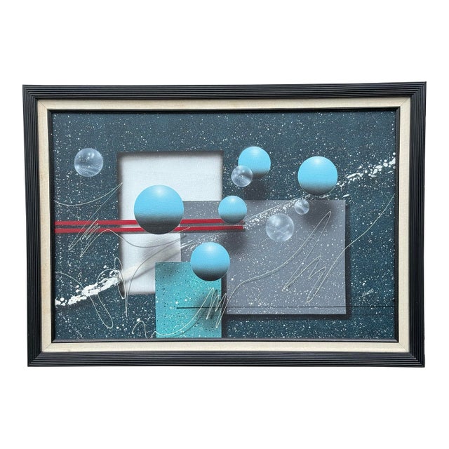 1980s Illusionism Original Painting Canvas Signed by Josef Kugler For Sale