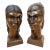 Signed Silva Art Deco Carved Wood Busts — Pair For Sale