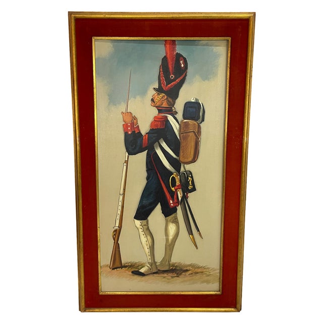 Wood Early 20th Century French Napoleonic Military Figure Oil Paintings in Gilt Frames — Set of 6 For Sale - Image 7 of 16
