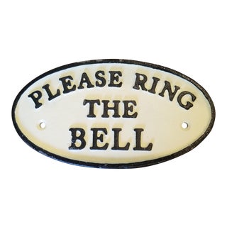 Vintage Cast Iron Please Ring the Bell Sign For Sale
