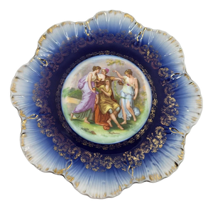 Victorian Austria Decorative Plate in Cobalt Blue Porcelain, 1890s