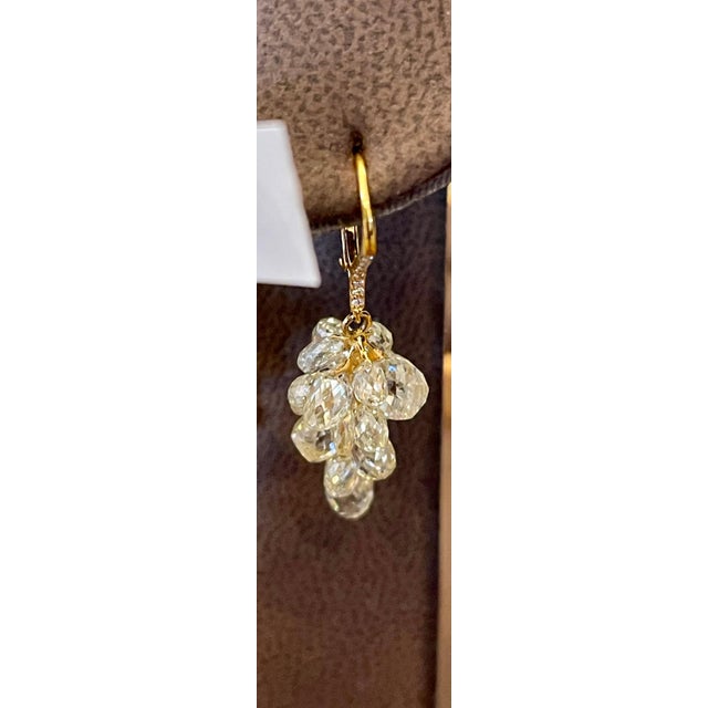 27 Carat Diamond Briolettes Hanging Drop Earrings 18 Karat Yellow Gold For Sale - Image 11 of 18