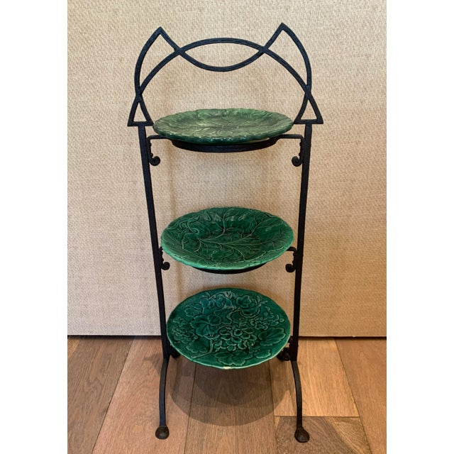 Mid 20th Century Serving Stand With English and Italian Majolica Plates - Set of 4 For Sale - Image 10 of 10