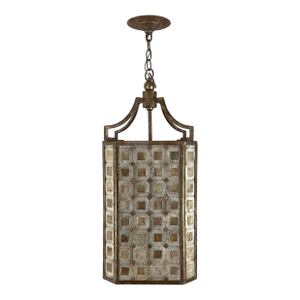 Vintage Capiz Shell Mosaic Curery & Company Lantern, Unmrked