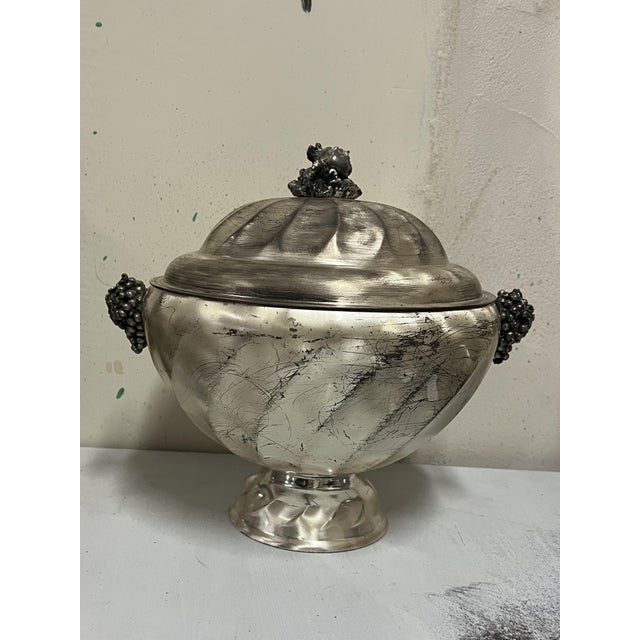 Silver-Plated Fruits Tureen with Grapes and Pomegranate Decorations, Italy, 1950s For Sale - Image 7 of 12