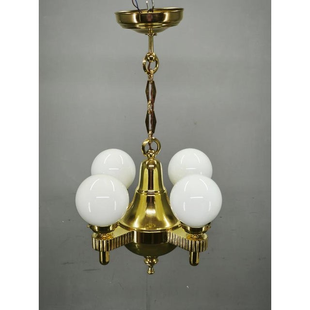 Exceptional Art Deco chandelier with late Art Nouveau influences, originating from Czechoslovakia and dating to...