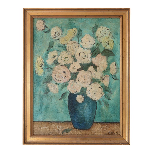 1950s Mid Century Impressionist Erik Martin Flowers Still Life Painting For Sale