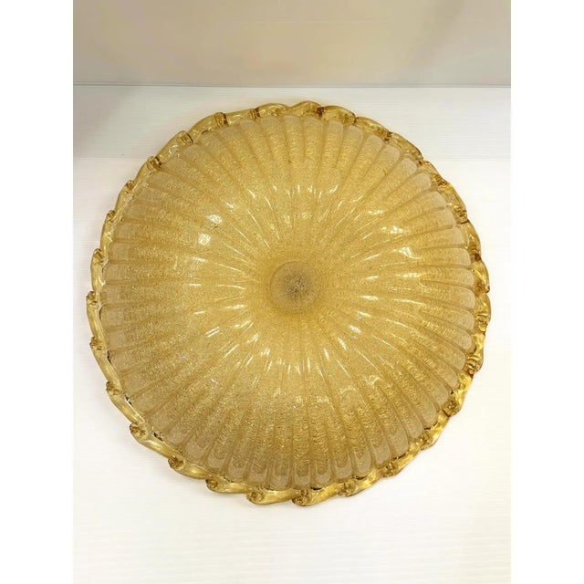 Amber "Budino" Murano glass flush mount with graniglia. Traditional venetian working of Murano glass. White metal frame.5...