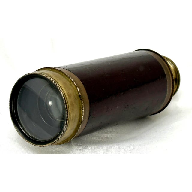 Wood Rare 7 Draw 24 Inch Antique Brass & Rosewood Ships Spyglass - Telescope Circa Late 19th Century For Sale - Image 7 of 12