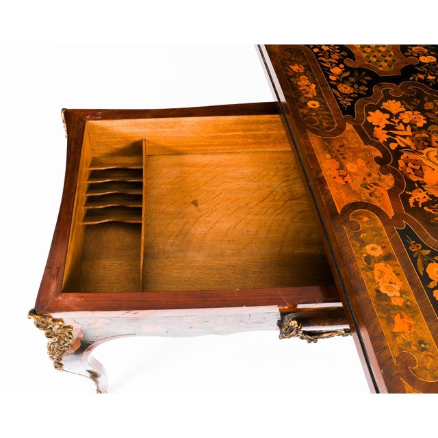 Antique French Louis Revival Floral Marquetry Console or Card Table, 19th Century For Sale - Image 13 of 18