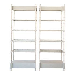 Vintage Faux Bamboo & Smoke Glass Shelves - a Pair For Sale