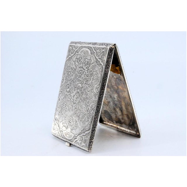 Metal Silver Cigarette Case with Bird and Flower Reliefs For Sale - Image 7 of 10