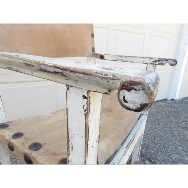 Rustic Antique Painted Spanish Armchair For Sale - Image 12 of 18