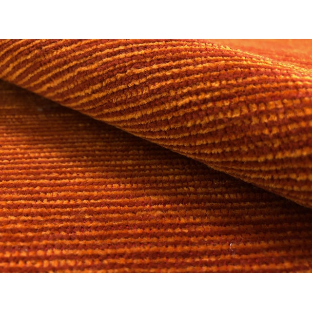 Modern Lee Jofa Burnt Orange Stripe Textured Mid Century Modern Chenille Upholstery Fabric For Sale - Image 3 of 3