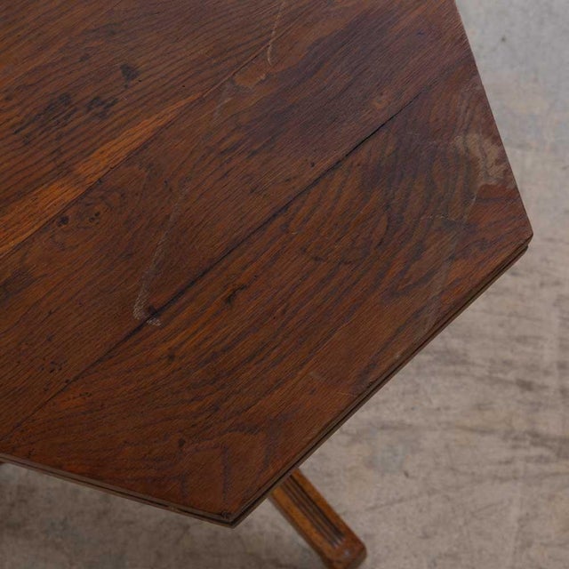 Wood 1920s Antique French Oak Pedestal Table For Sale - Image 7 of 15