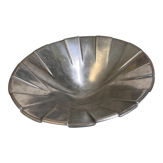 Wonderfully Art Deco Wilton Armetale faceted and footed bowl for salad and other food serving needs.
