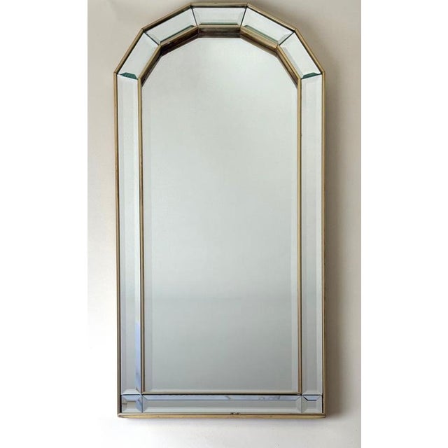 Gold Italian Giltwood and Faceted Glass Wall Mirror, 1980s For Sale - Image 8 of 12