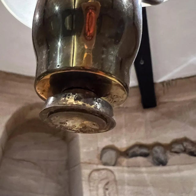 Mid-Century Modern Mid-Century Italian Chandelier Brass Art Glass Florence Italy Luigi Brusotti For Sale - Image 3 of 13