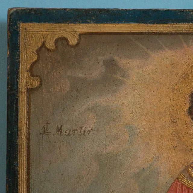 Antique Religious Icon Painting of St. Martin on Board For Sale - Image 4 of 9