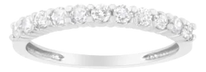 IGI Certified 1/2 Cttw Diamond 10K White Gold Prong Set Fluted Band Style Ring (I-J Color, I2-I3 Clarity) - Size 8