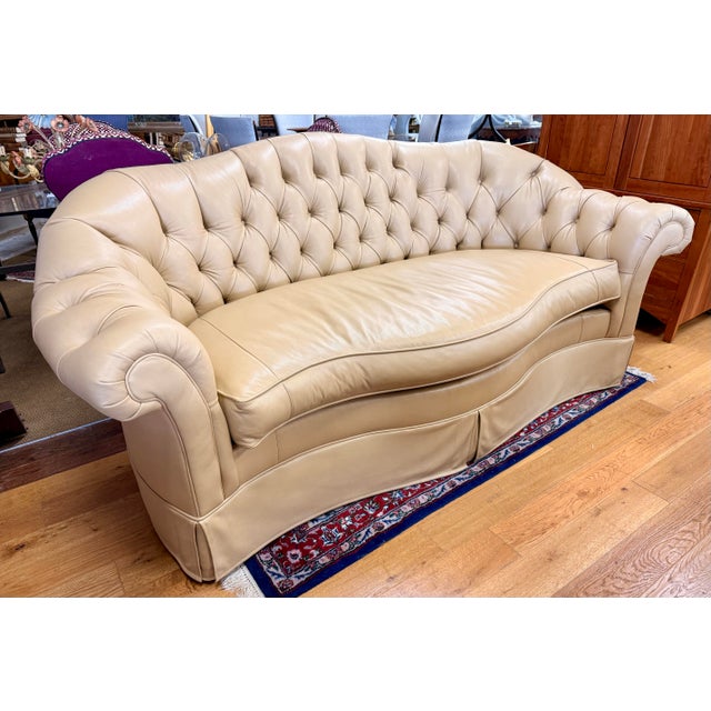 2000 - 2009 Century Furniture Butterscotch Leather Tufted Chesterfield Sofa For Sale - Image 5 of 7