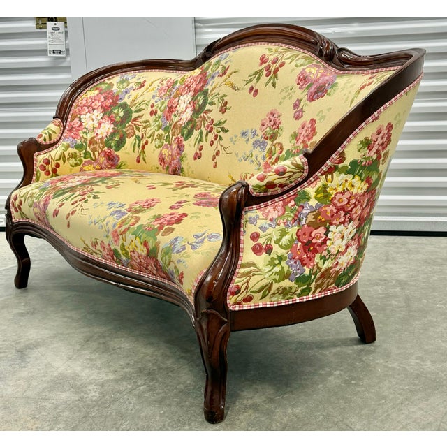 Charming Victorian loveseat circa 1890s . Solid walnut frame with its original finish shows lovely antique patina , grand...