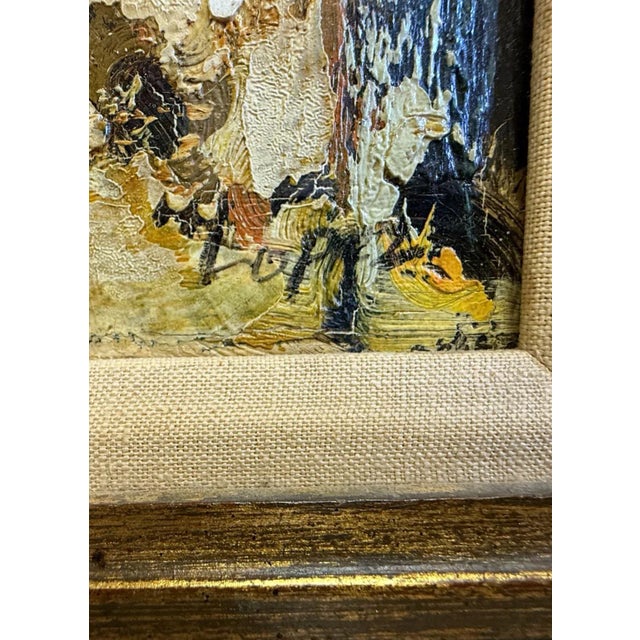Mid-Century Impasto Oil Painting, Expressionist Village Street Scene, Signed Lopez For Sale - Image 4 of 11