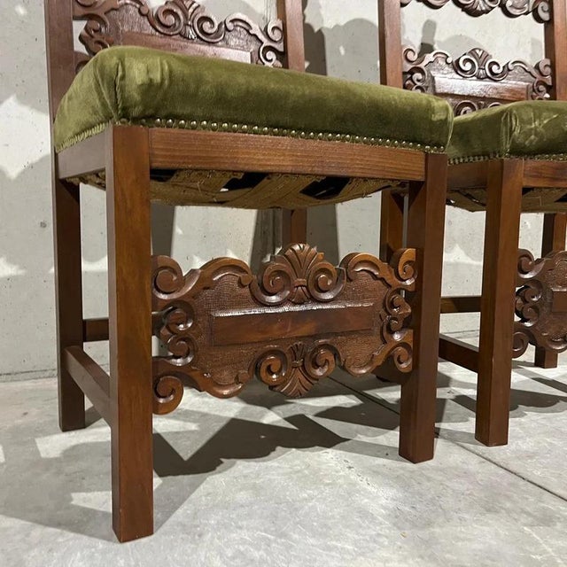 Antique Renaissance Style Walnut Chairs, 1900s, Set of 2 For Sale - Image 4 of 14