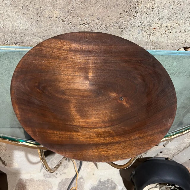 1960s Sculptural Art Plate Solid Walnut Wood Nakashima Era Signed For Sale In San Diego - Image 6 of 9