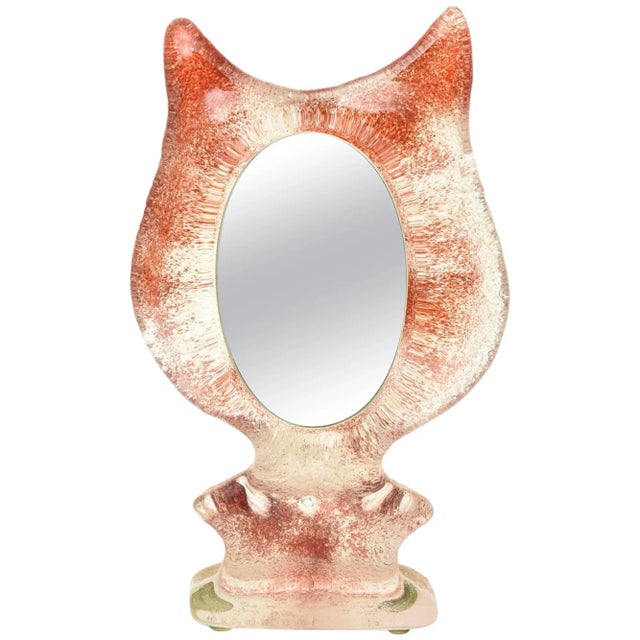 Kosta Boda Scavo Sandlbasted Glass Sculptural Tabletop Mirror Vintage For Sale - Image 11 of 11