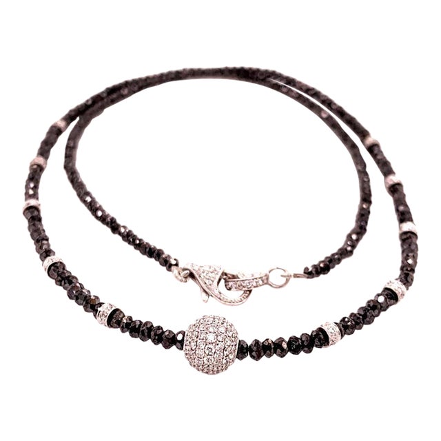 Diamond Black White Necklace 19 TCW 18k Gold Certified For Sale