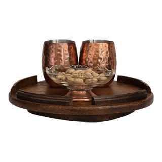 Oversized Mid-Century Solid Oak Lazy Susan, 1960s For Sale