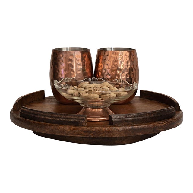 Oversized Mid-Century Solid Oak Lazy Susan, 1960s For Sale