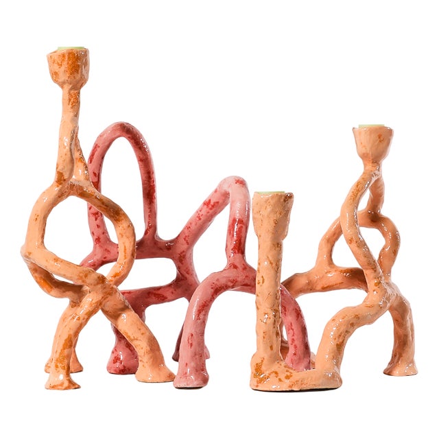 Damask Flower Candleholder Set by Constanza Almazàn Carrasco, Set of 3 For Sale