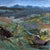Rainbow Valley depicts a vibrant landscape filled with rolling hills and a meandering stream, infused with a spectrum of...