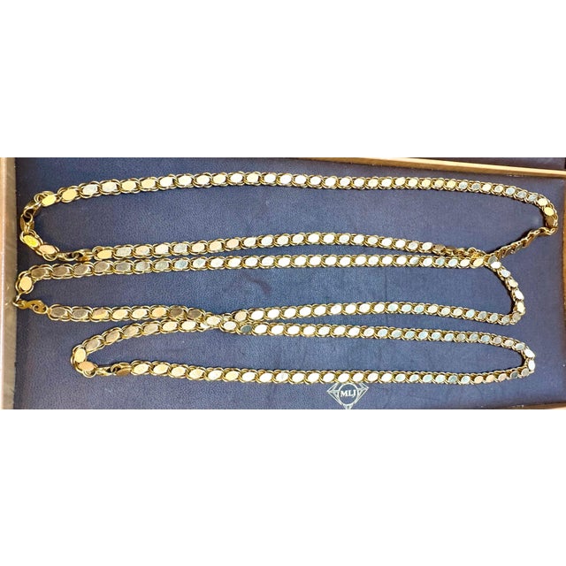 Vintage 115 Gm 18 Karat Yellow Gold Handmade Chain 76 Inch Unique Opera Length For Sale - Image 9 of 18