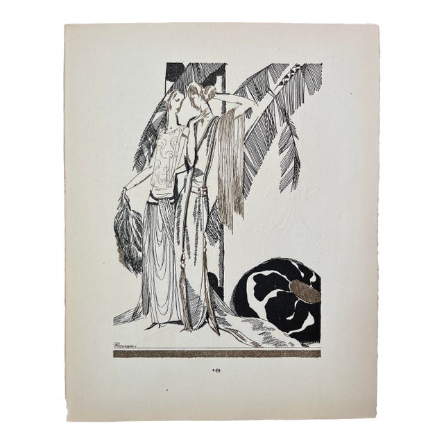 Fashion Illustration Print by Pierre Mourge , 1920 For Sale