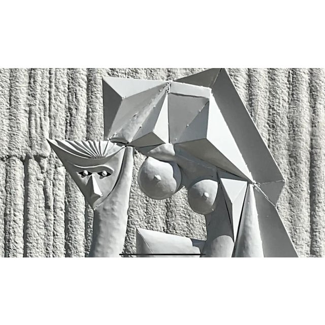 Vintage Cubist Lacquered Metal Sculpture of Woman For Sale - Image 12 of 12