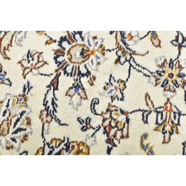 Kashan Rug 8'2'' X 11'7'' Ivory Wool Vintage Traditional Hand-Knotted Carpet For Sale - Image 9 of 14