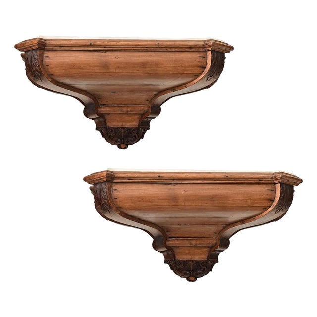 Portuguese Pair of 18th Century Pine Altar Consoles For Sale