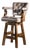 Chisum Slate Barstool | Leather | Tufted | Swivel | Modern Rustic | Arms | Grey | Taupe For Sale