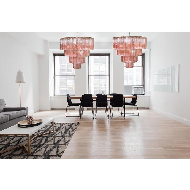 Italian 78 Pink Murano Glasses Tronchi Chandelier, 1990s For Sale - Image 3 of 18