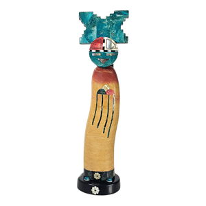 Rain Cloud Kachina Sculpture by Pedro Jimenez Iii, Blue Elk, Stone Inlay, 18"