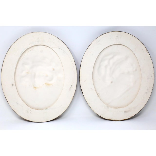 Vintage Chalkware Gibson Girl Decorative Wall Plaques - Set of 2 For Sale - Image 9 of 13