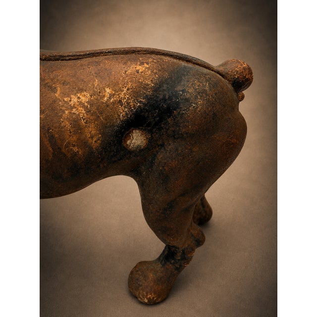 Brown Antique American Cast Iron Boston Terrier Doorstop With Original Painted Surface For Sale - Image 8 of 8